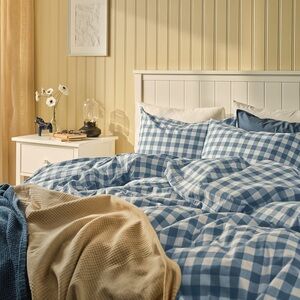 Blue Cotton Duvet Cover Set - Full/Queen Size